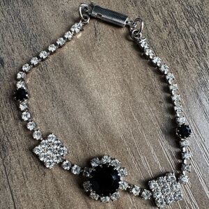 Vintage Black and White/Clear Rhinestone Bracelet